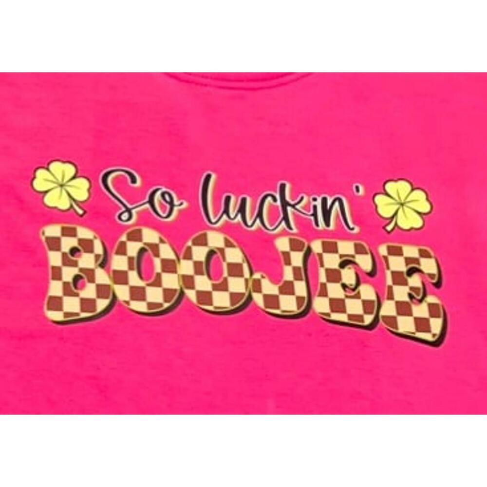 Hot Pink Graphic Tee So Luckin Boojee Ghost Shamrock Lucky Charm Outfit